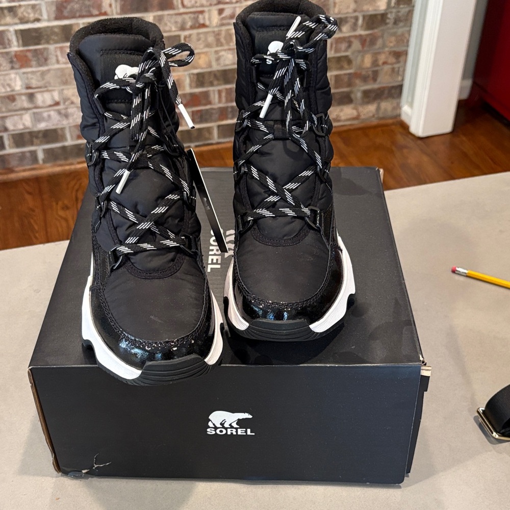 Sorel Black and White Winter Boots